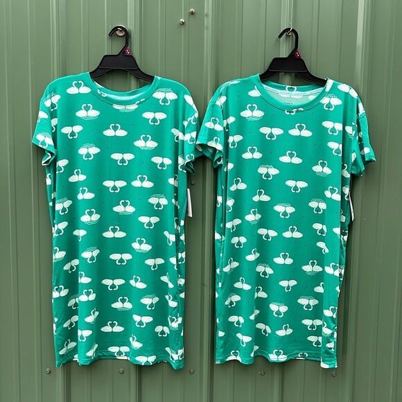 Ultra Soft Swan Print Nightshirt Pajama Sleep Gown 2-Pack Size S/M - Picture 1 of 5
